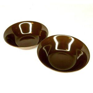 Texas Ware Vintage Mid Century Dark Brown A2 Cereal Dessert Bowls Set of 2